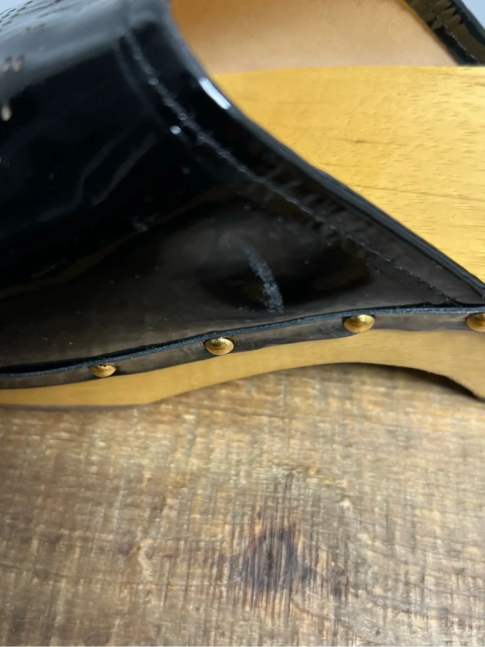 Tory Burch Black Perforated Patent Leather Clog Mules